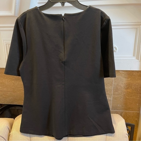 AP: NWT Talbots Women's Black Short Sleeve Stretch Embellished Jeweled TopSZ LP - Picture 2 of 9